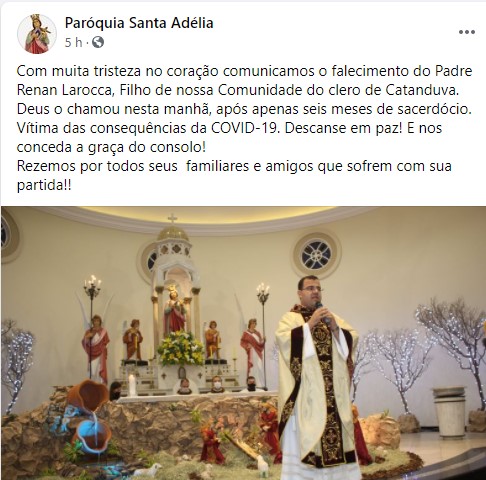 Postagem da paróquia de Santa Adélia