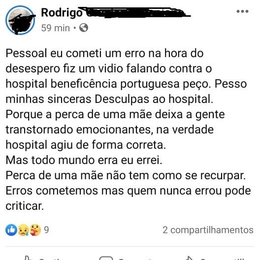 Homem se desculpa por espalhar fake news sobre hospital de Rio Preto 
