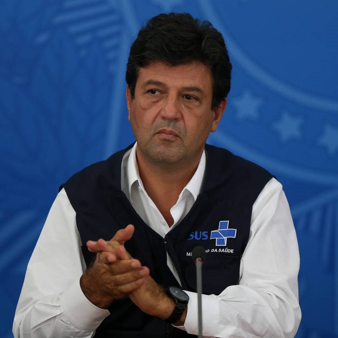   O então ministro da Saúde, Luiz Henrique Mandetta, durante entrevista coletiva, no Palácio do Planalto
