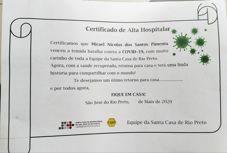 Santa Casa de Rio Preto emitiu "certificado" de curado pela Covid