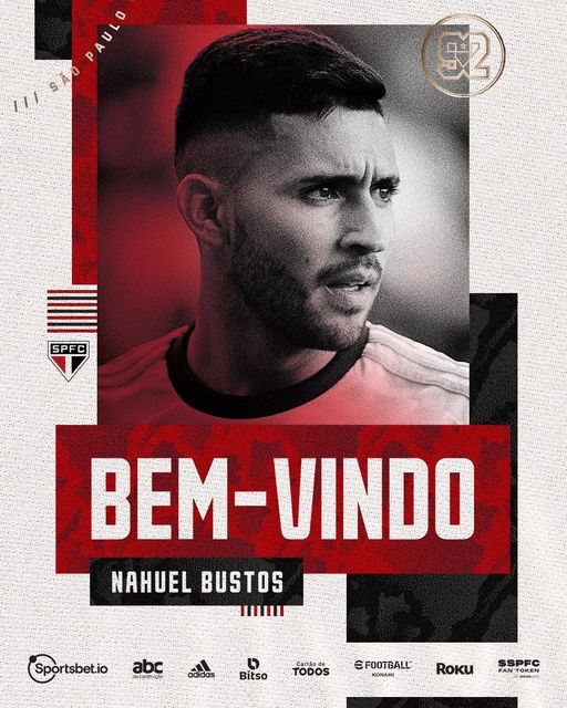 O São Paulo anunciou hoje a contratação do atacante Nahuel Bustos, jogador do Grupo City. Ele chega por empréstimo pelo prazo de um ano.