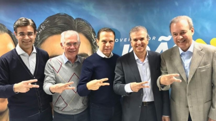Rodrigo Garcia, Vaz de Lima, João Doria, Edinho Araújo e Eleuses Paiva em foto nas eleições de 2018