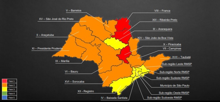Como está hoje a classificação de cada região no Estado de São Paulo 